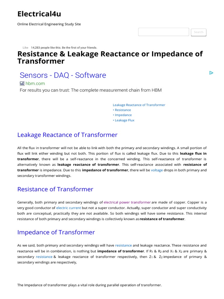 Transformer Leakage Reactance Explained | PDF | Science & Mathematics ...