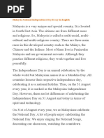 Malaysia National Independence Day Essay in English