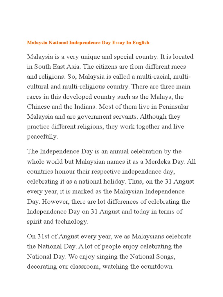 malaysia national independence day essay in english