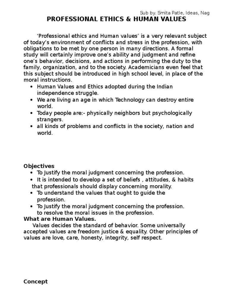Professional Ethics Human Values Smita Patle Pdf Value Ethics