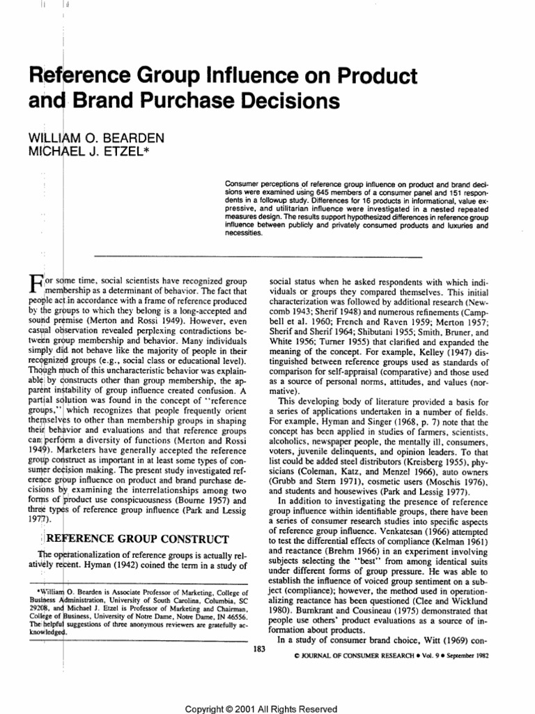 Reference Group Impact On Consumer Buying Behavior | PDF | Foreign ...