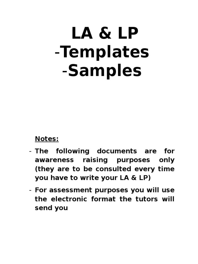 LA & LP Samples - Title Page | PDF