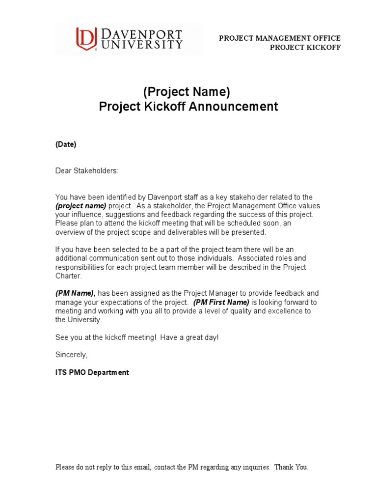 PMO Project Kickoff Announcement Template.doc