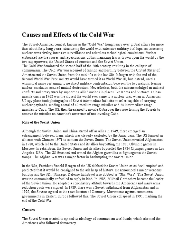 thesis statement on the cold war