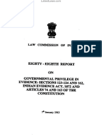 Law Commission Report No. 88 - Government Privileges in Evidences Section 123-124, 162, Indian Evidence Act, 1872 and Articles 74 and 163 of The Constitution