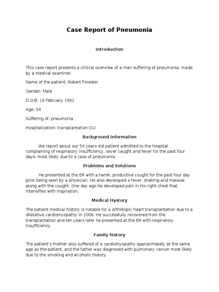 pneumonia case study examples for nursing students