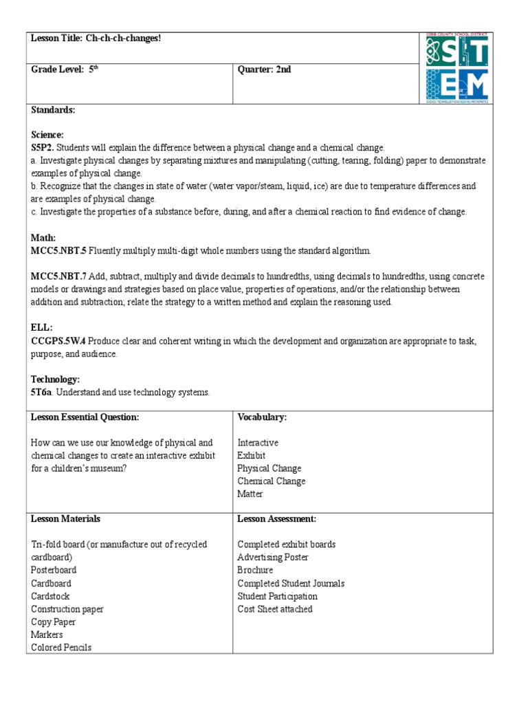 5e Lessons Stem States of Matter | PDF | Brainstorming | Teaching ...