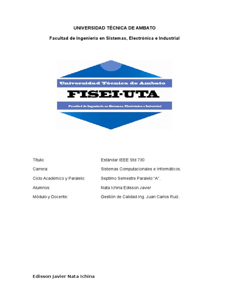 Estándar IEEE 730 en Calidad de Software | PDF | Software | Proceso de ...
