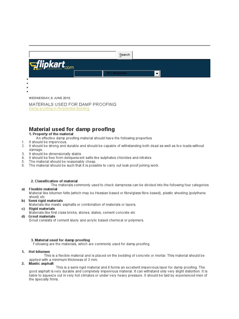 Damp Proofing Material | PDF | Concrete | Roof