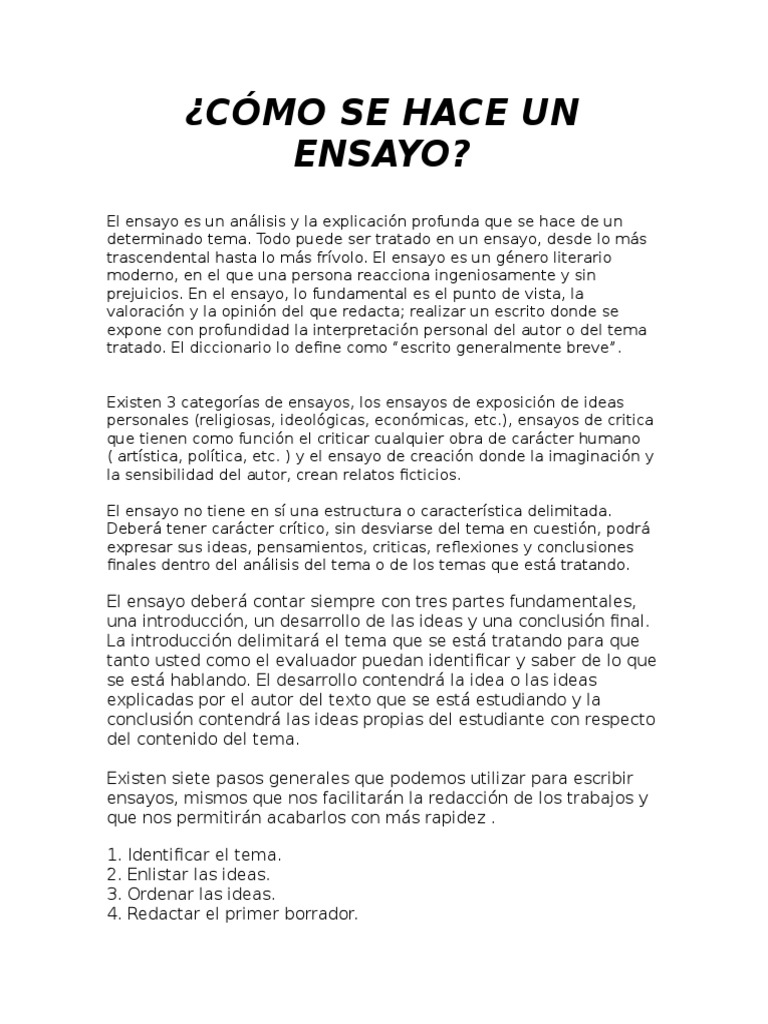 Cómo Se Hace Un Ensayo Ensayos Autor