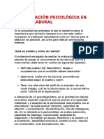 La Evaluación Psicológica en El Área Laboral Concentrado