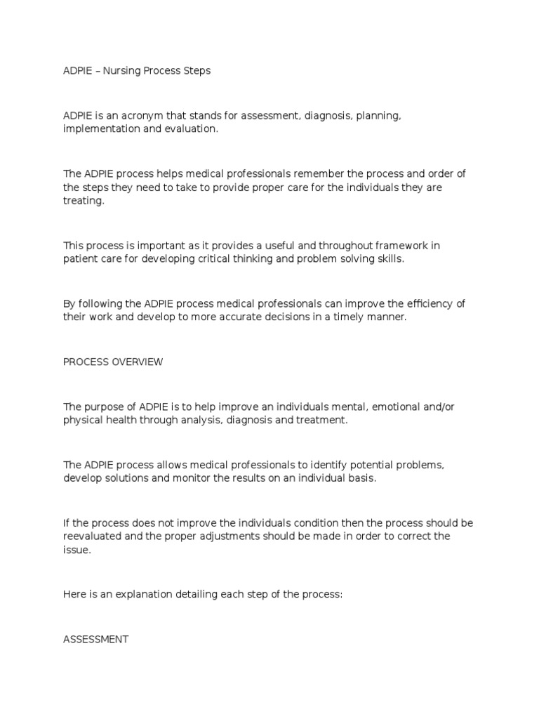 ADPIE Goal Medical Diagnosis