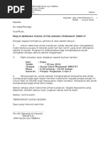 Surat Makluman Kepada Waris Majlis Berbuka Puasa