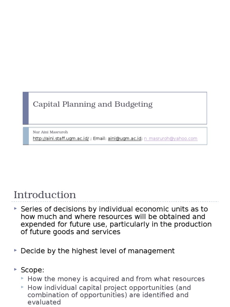 Capital Planning and Budgeting: Nur Aini Masruroh | PDF