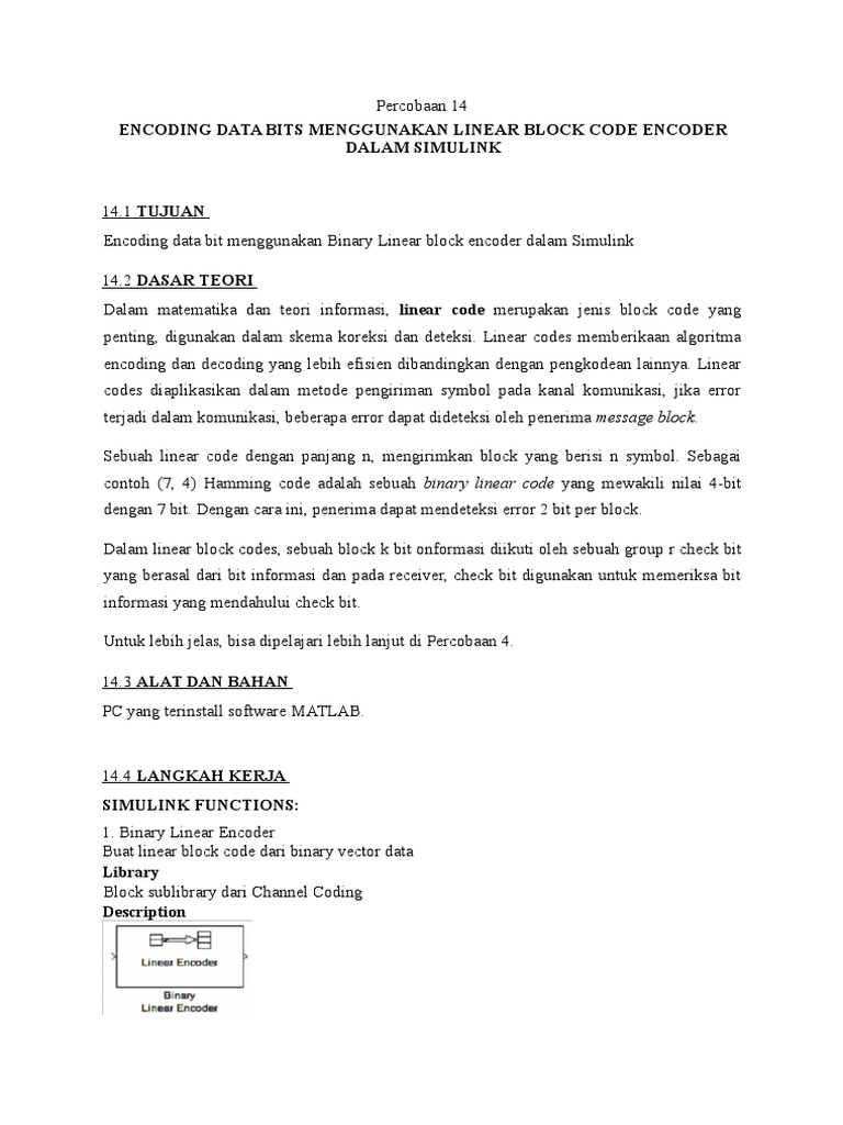 Encoding Data dengan Linear Block Code | PDF