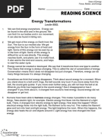 Reading Science Energy Transformation