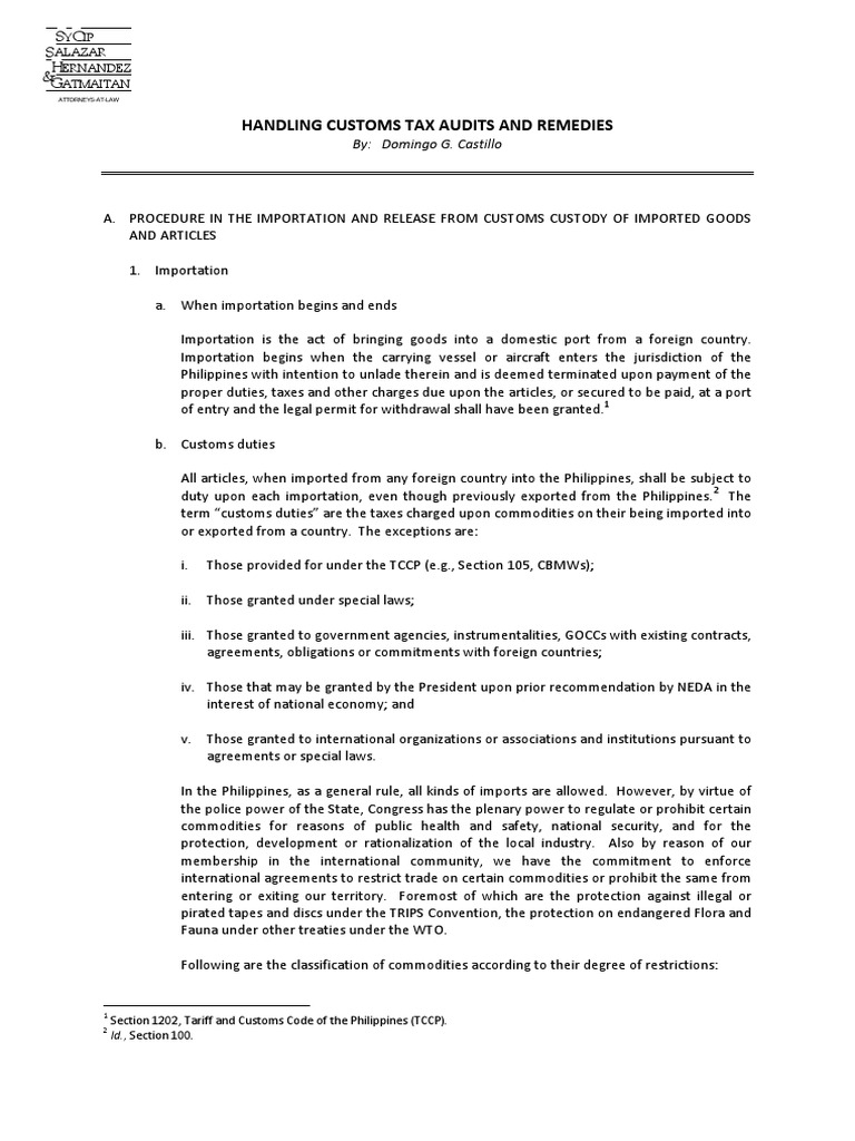 Customs Tax Audits and Remedies PDF | PDF | Prices | Customs