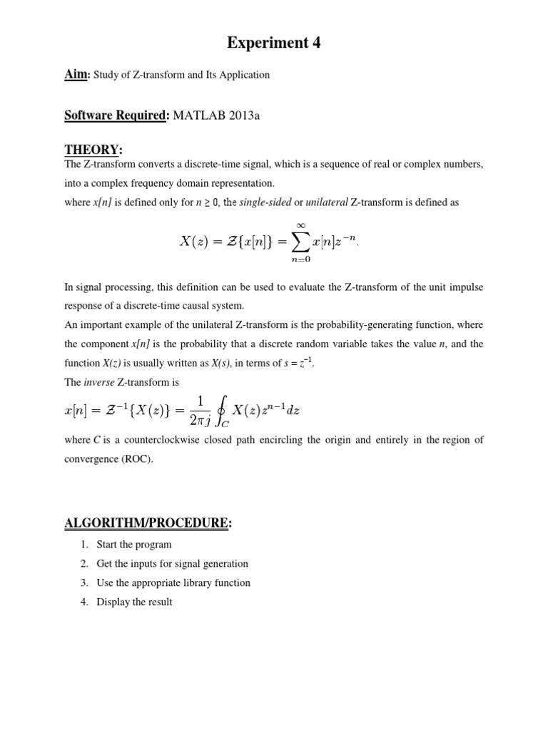 Z-Transform Study with MATLAB 2013a | PDF | Science & Mathematics ...