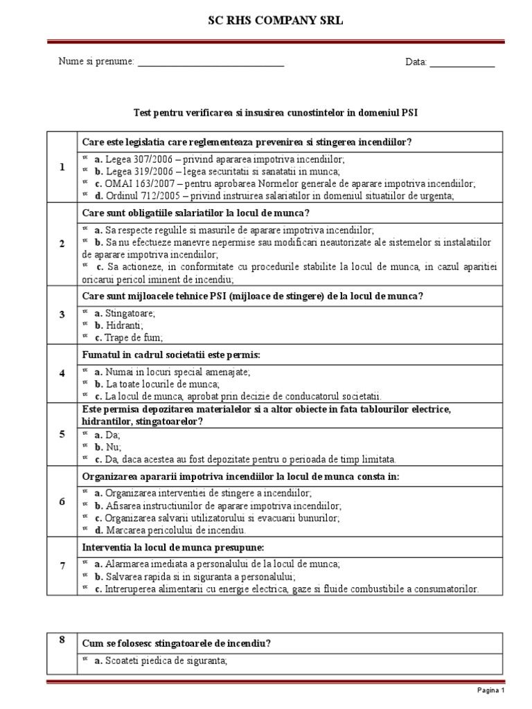 Test Psi Aprilie 2016 | PDF