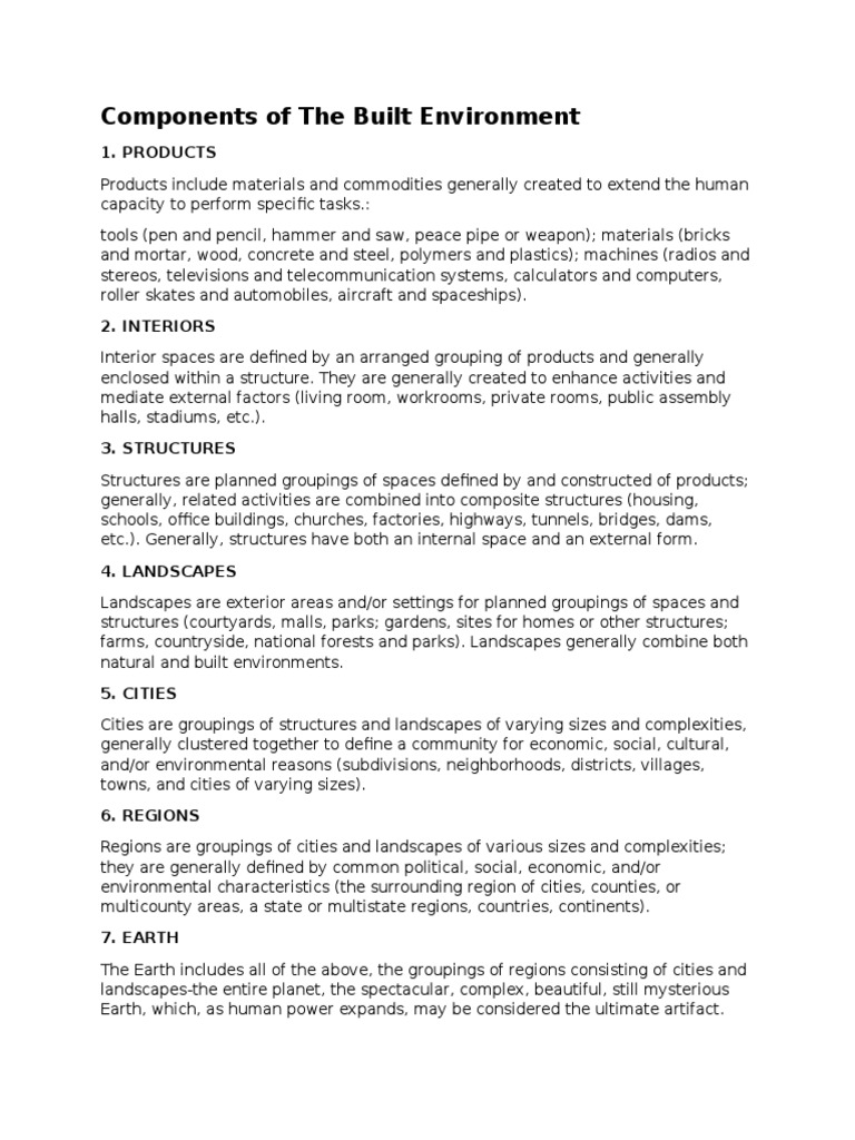 Components of the Built Environment | Infrastructure | Economies