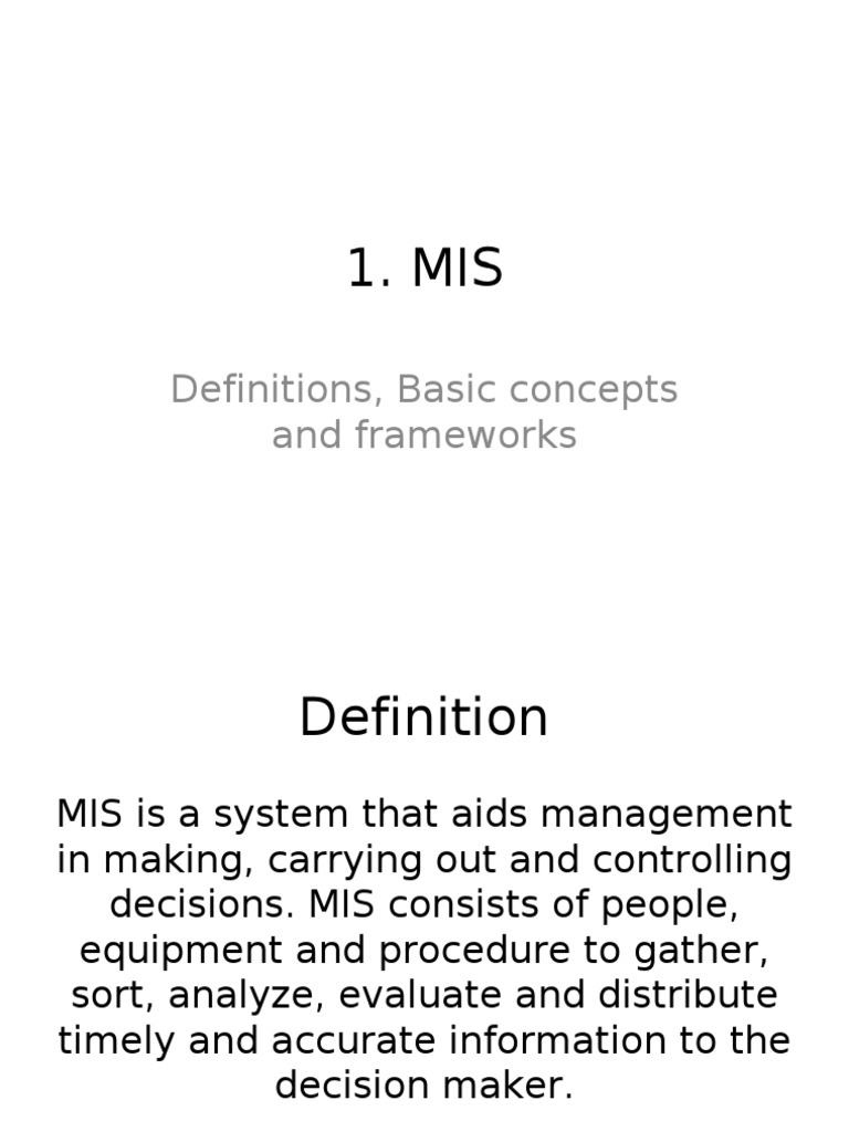 DSS & Mis 01 - Mis | PDF | Management Information System | Databases