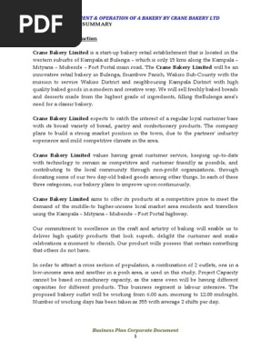 Crane Bakery Ltd Business Plan Doc