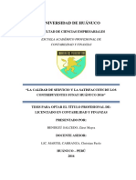 Calidad de Servicios y Satisfacción Del Contribuyente Sunat Huanuco 2016