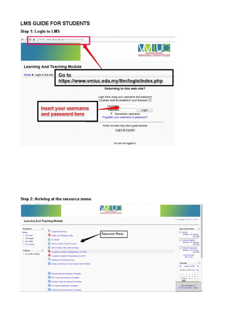 Student LMS Login and Resource Guide | PDF | Career & Growth | Language ...