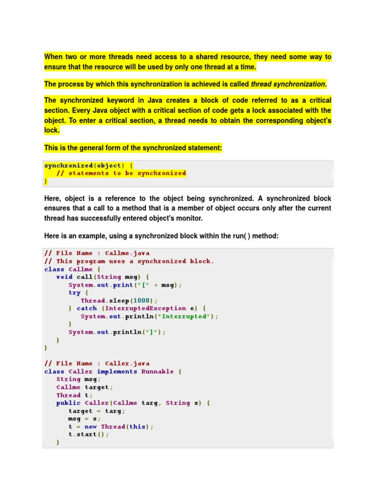 Thread Synchronization 1 | PDF