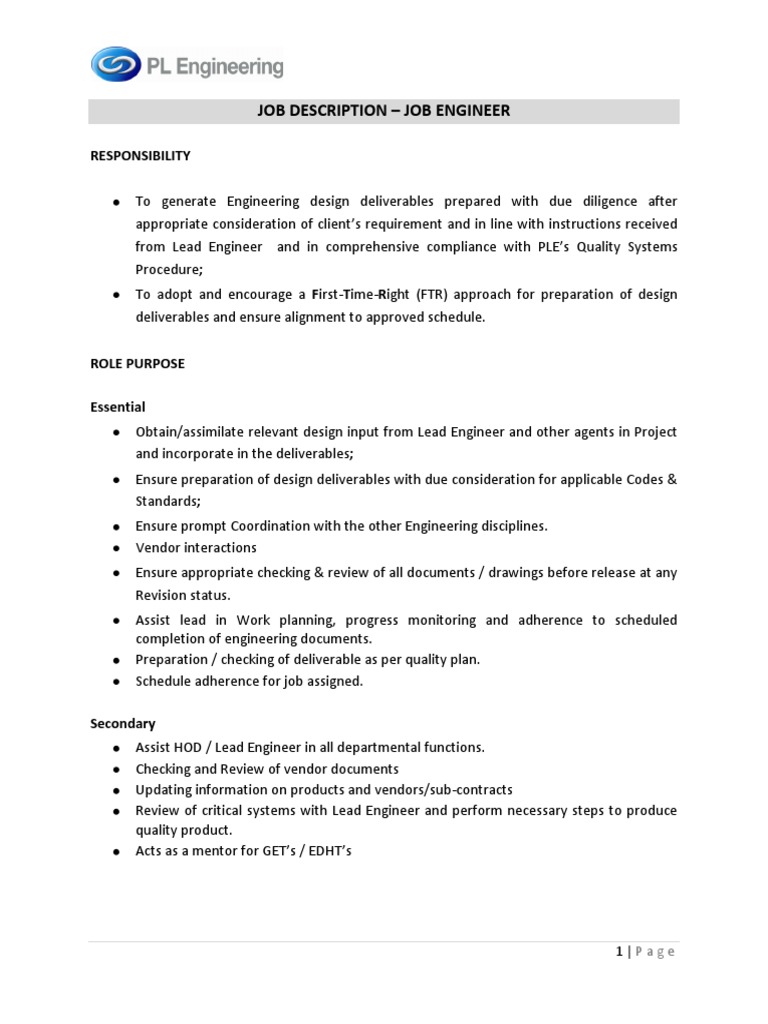 JD Pipeline Job Engineer | PDF | Data Analysis | Engineering