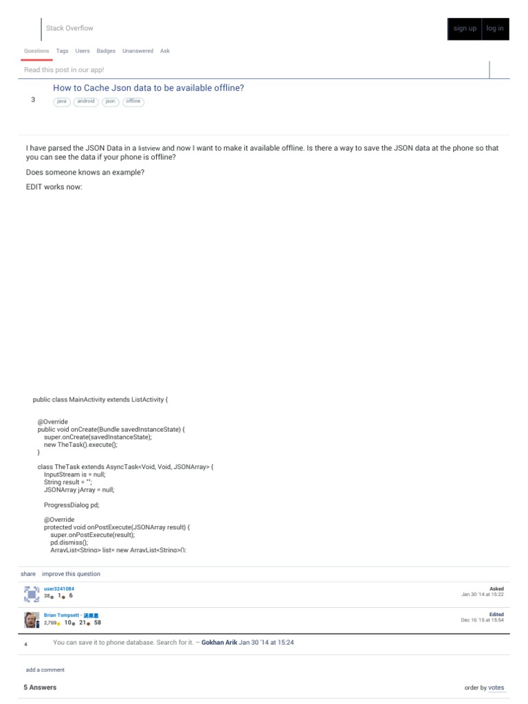 Caching JSON Data for Offline Access | PDF | Json | String (Computer ...