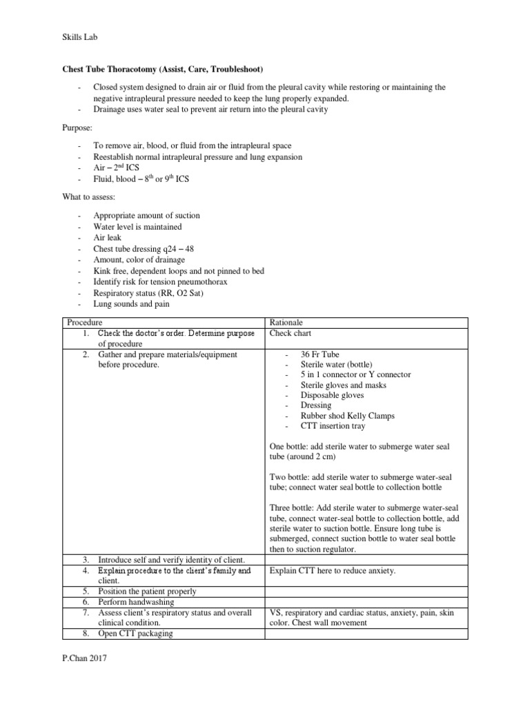 Water Sealed Drainage PDF Respiratory System Medicine