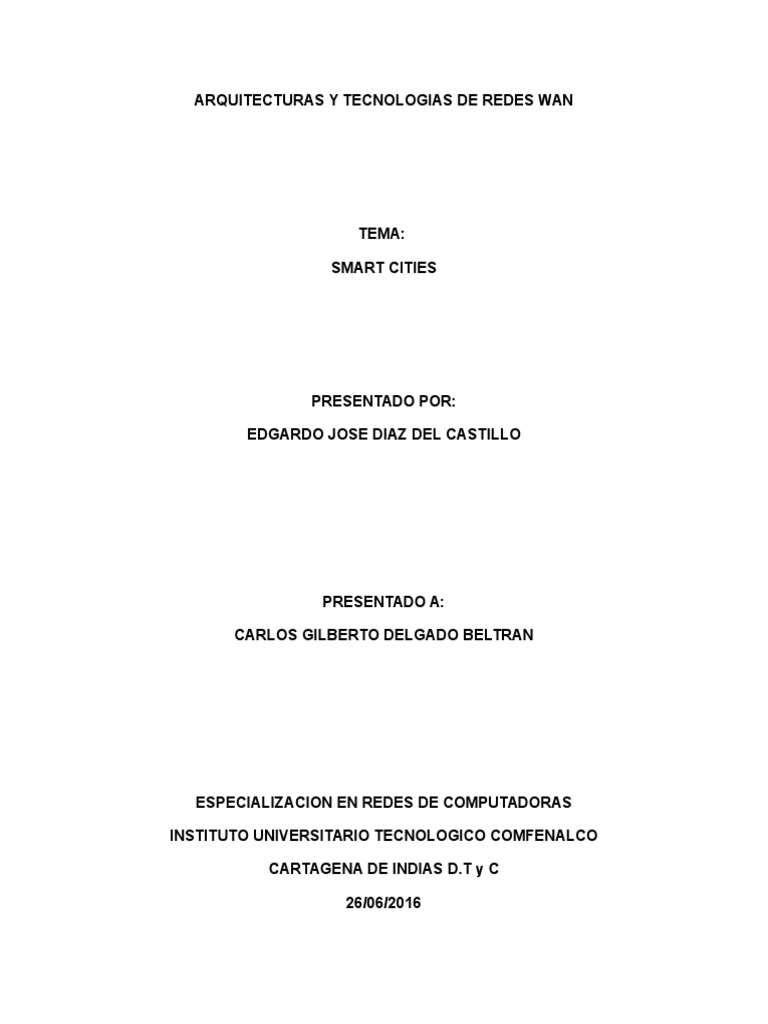 Tecnologías WAN en Smart Cities | PDF | Red de computadoras | Internet ...