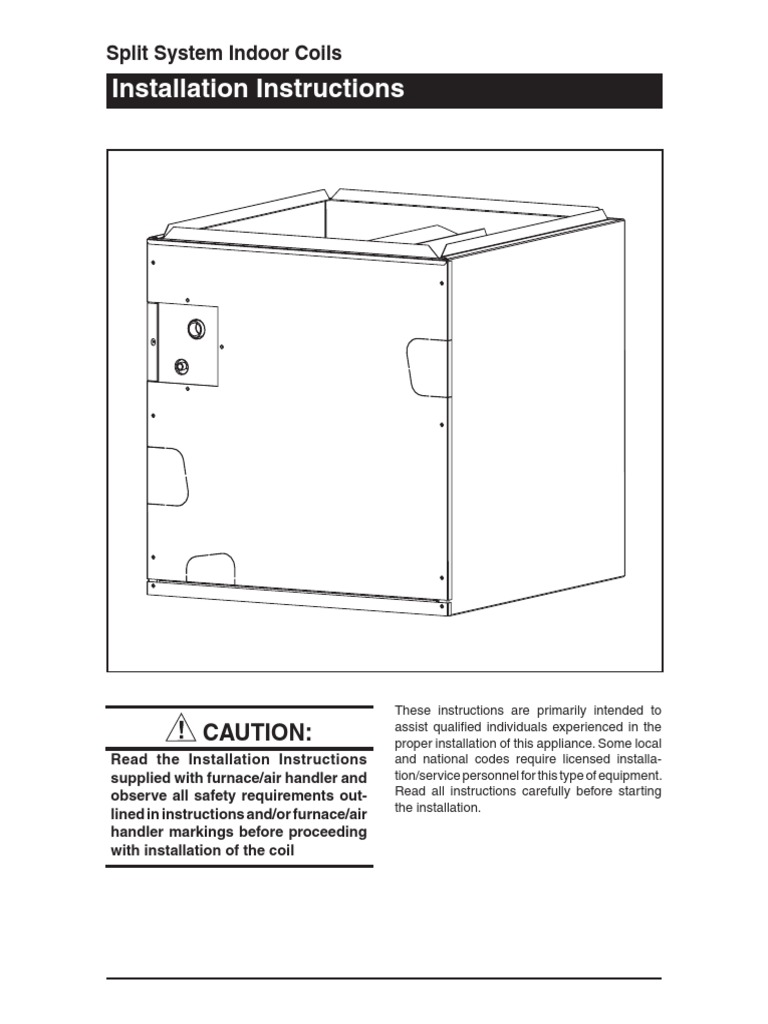 Split System Indoor Coils Installation Instructions | PDF | Hvac | Furnace