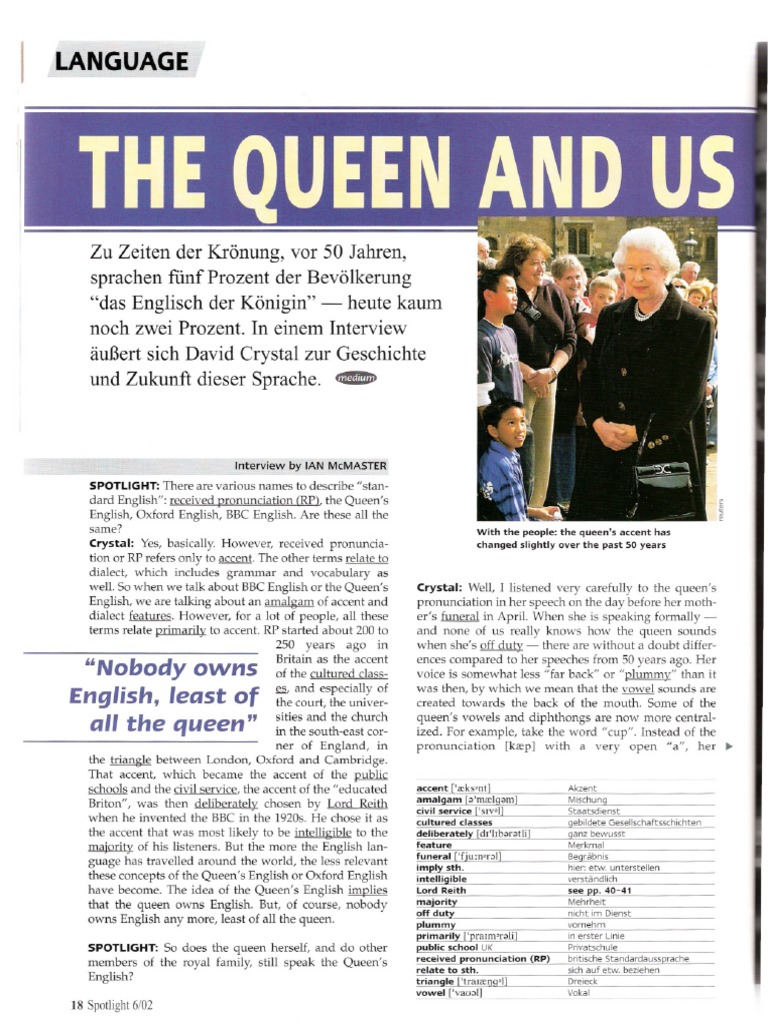 The Queen's English | PDF | Accent (Sociolinguistics