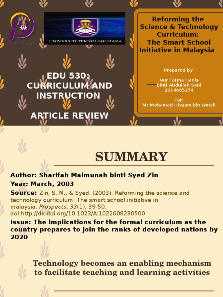 Malaysia's Smart School Science Reform | PDF | Science Education ...