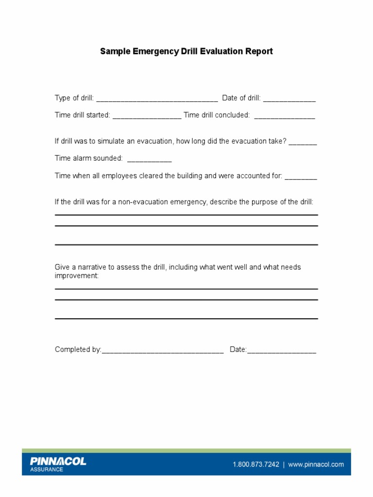 Emergency Drill Evaluation Report Final  PDF For Emergency Drill Report Template
