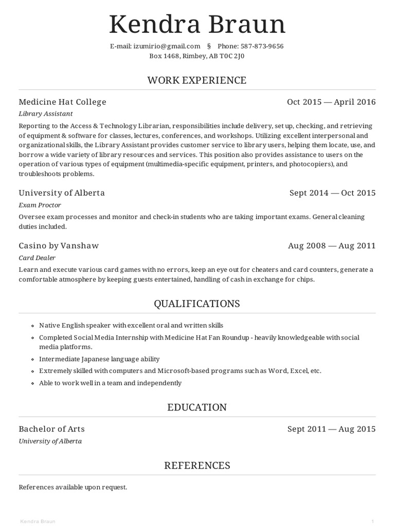 Library Assistant & Exam Proctor Resume | PDF