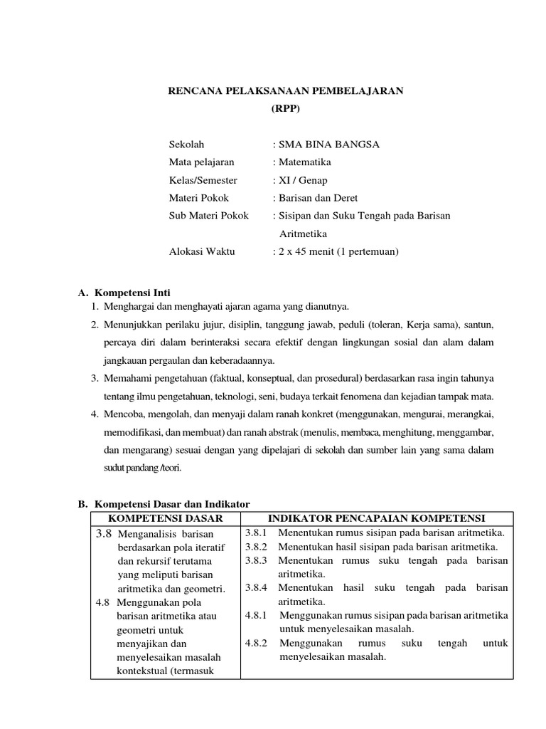 RPP Suku Tengah Dan Sisipan Aritmatika