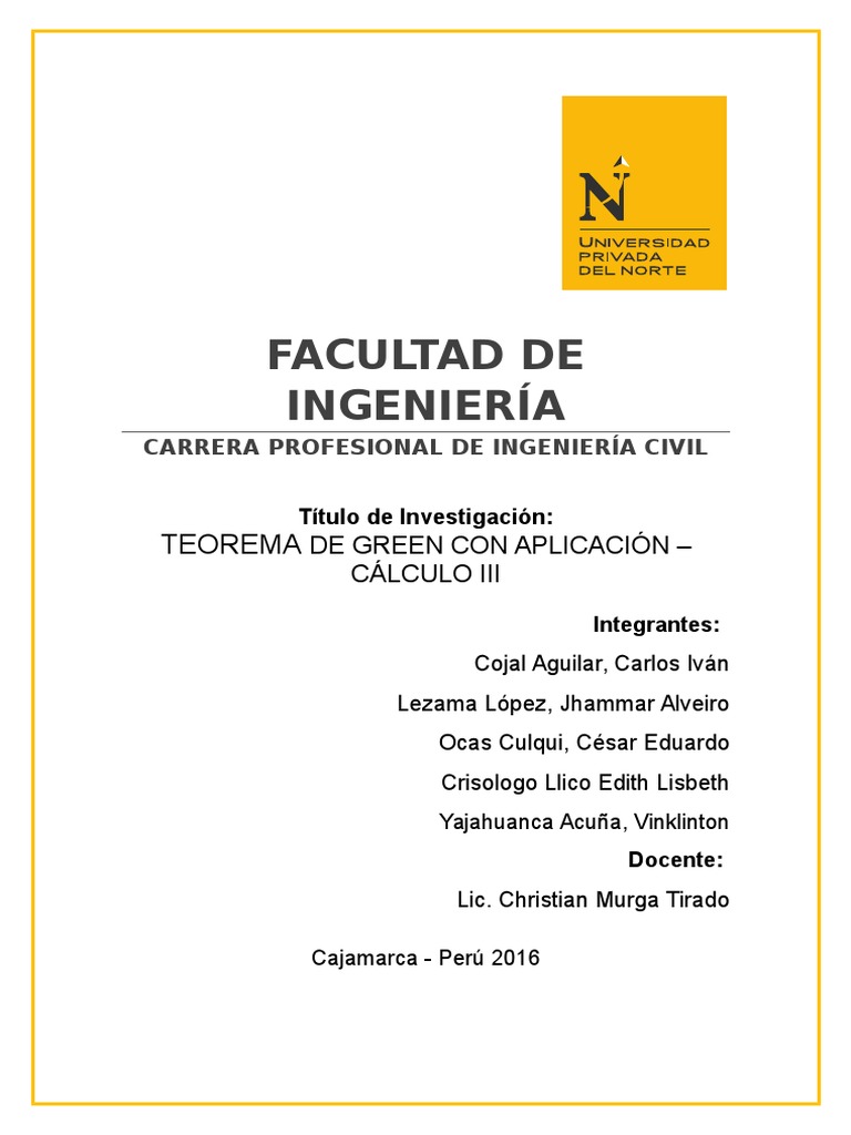 Aplicación del Teorema de Green en Cálculo III PDF Integral — free download