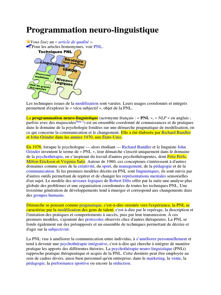 Introduction à la Programmation NeuroLinguistique PDF — free download