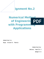 Assignment No.2 Numerical Method of Engineering With Programming Applications