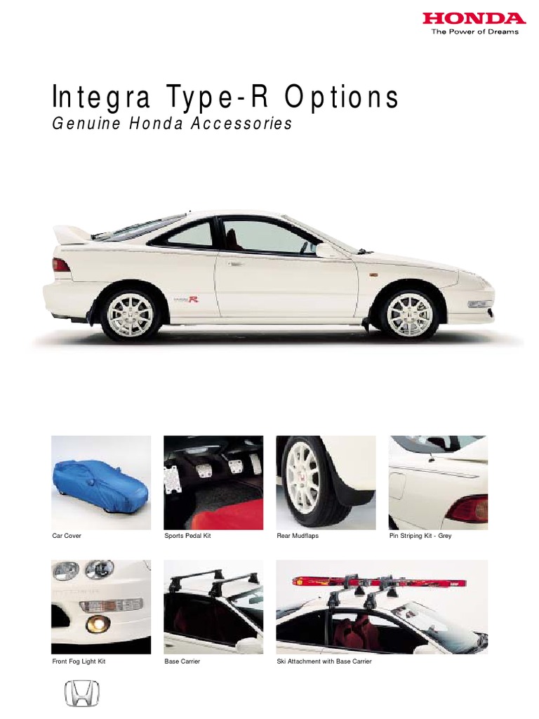 Integra Type-R Options: Genuine Honda Accessories | PDF | Automotive ...