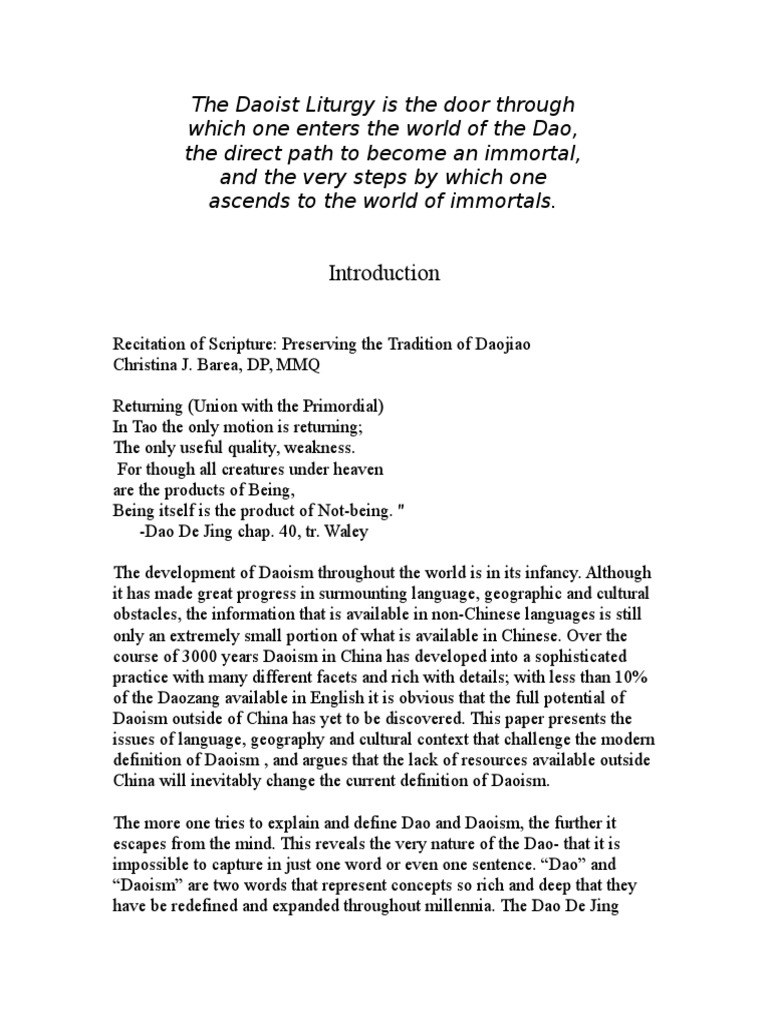 Daoism: Scripture and Its Significance | PDF | Tao | Religious Texts