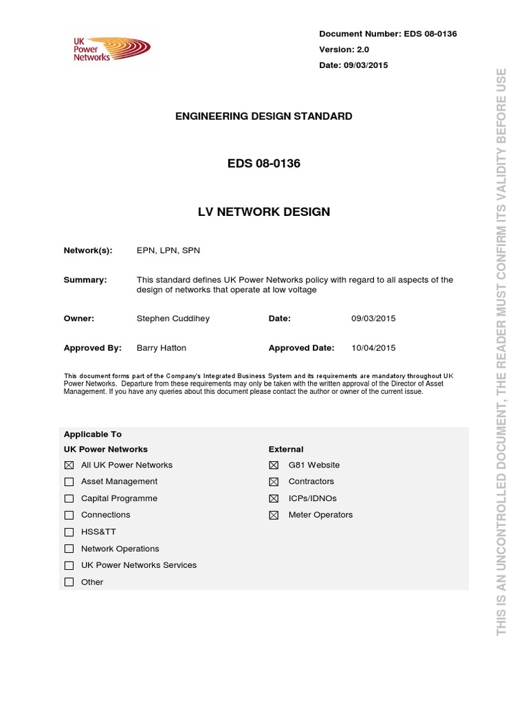 EDS 08-0136 LV Network Design Standard PDF | PDF | Computers ...
