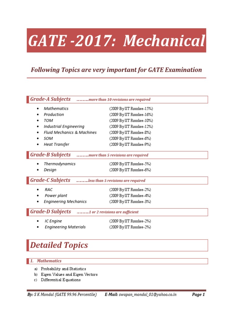 GATE 2017 Mechanical Engineering Topics | PDF | Boundary Layer | Fluid ...