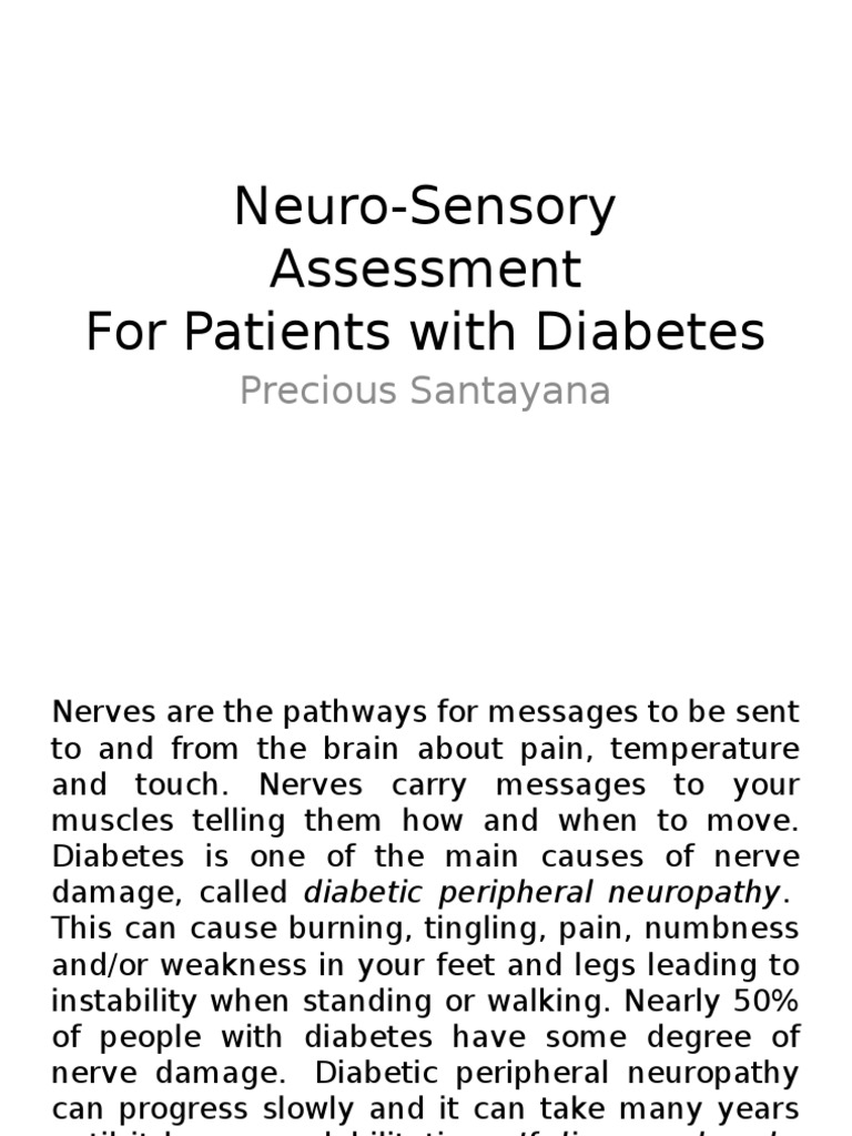 Neuro Sensory Assessment Peripheral Neuropathy Paresthesia