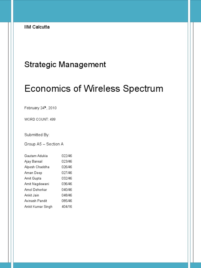 Wireless Spectrum SectionA Group5 | PDF | Competition | Military Strategy