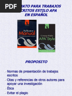 FORMATO PARA TRABAJOS ESCRITOS ESTILO APA EN ESPAÑOL