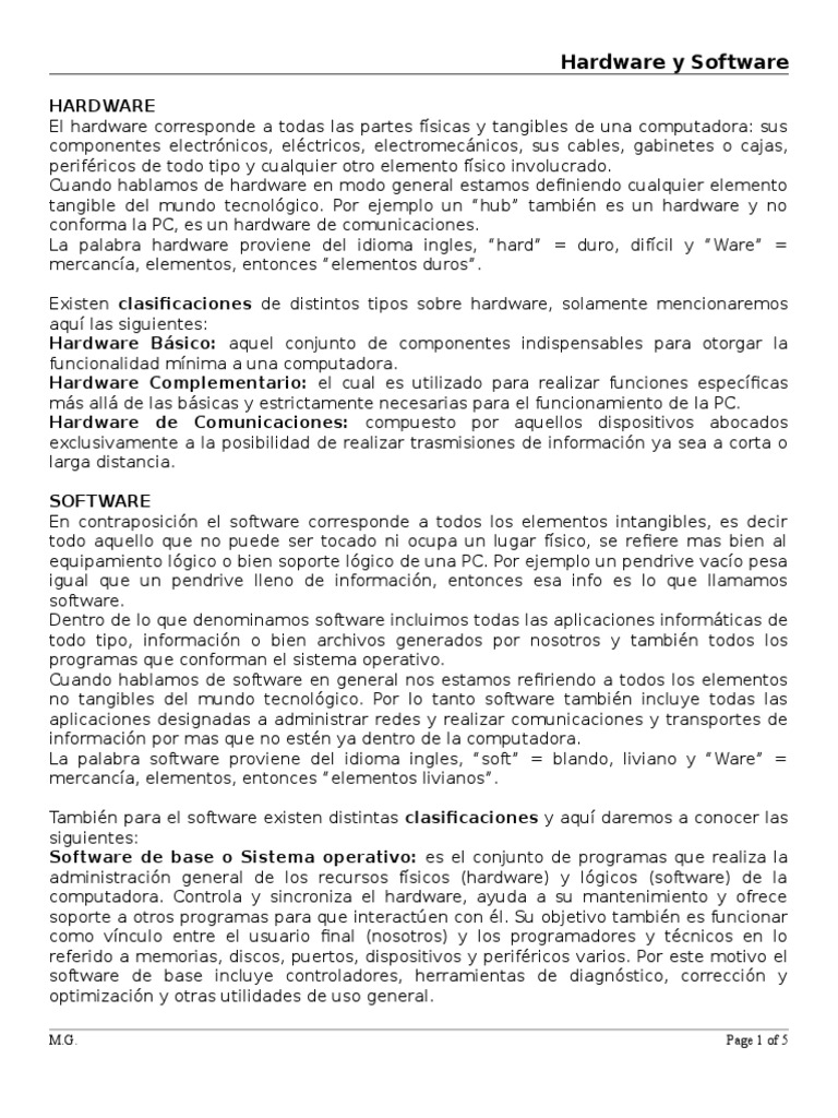 Resumen de Hardware y Software | PDF | Hardware de la computadora ...